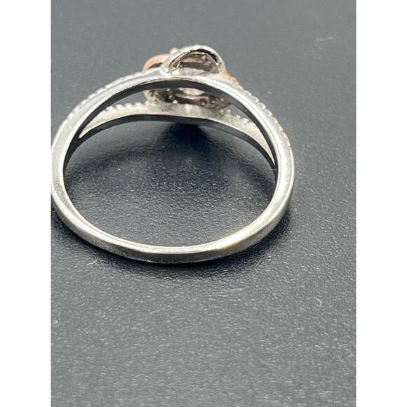 IBB CN 925 Rose Gold Vermeil CZ Two Tone Floral Love Knot Ring Sz 8 - Picture 7 of 8